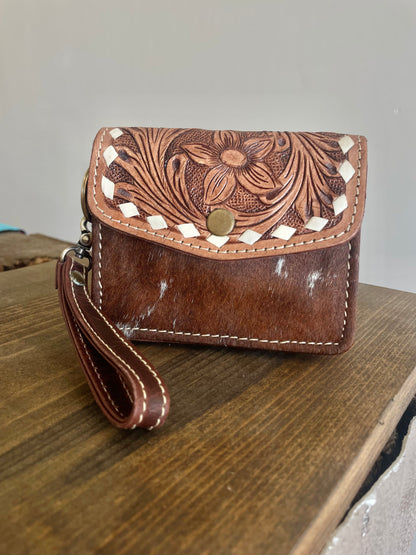 Mini Cowhide Wristlet