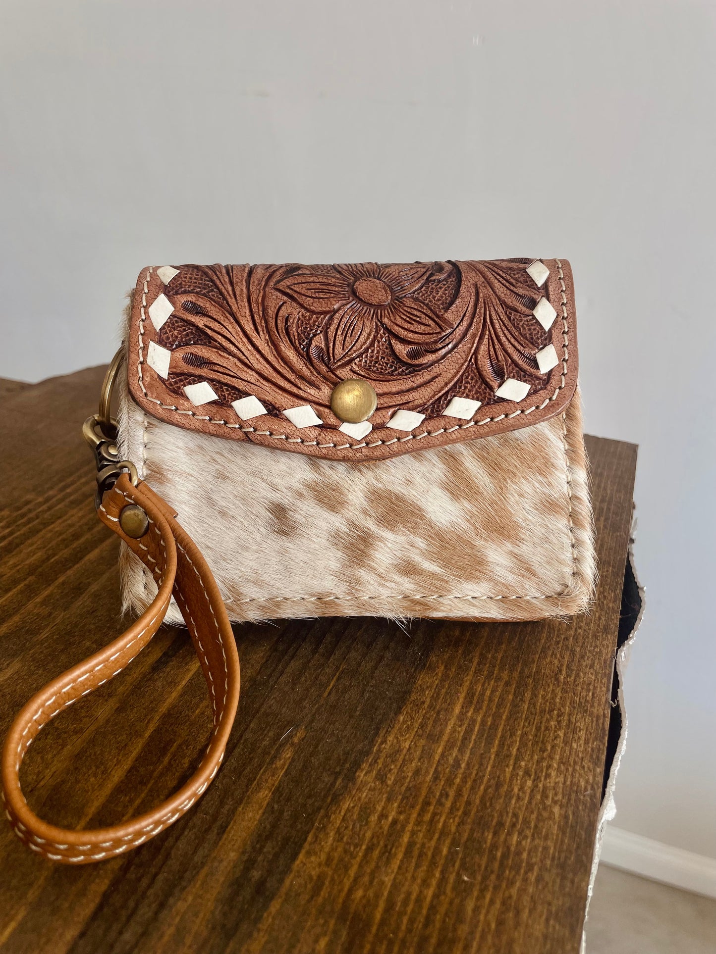 Mini Cowhide Wristlet