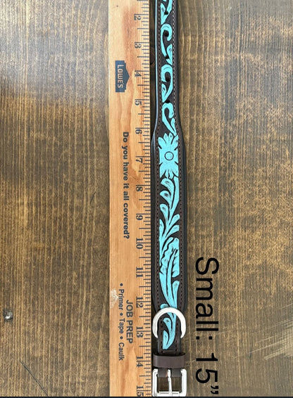 Blue Tooled Dog Collar