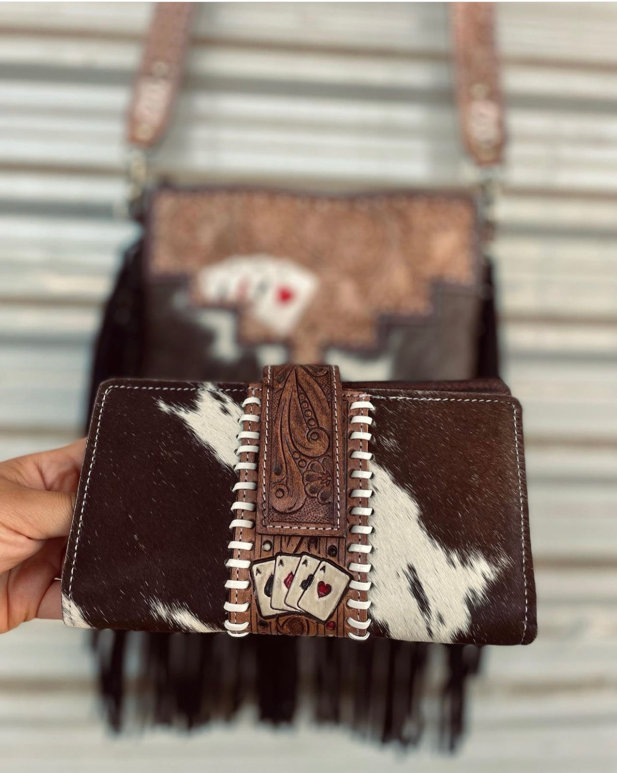 Ace Cowhide Purse Set♣️♥️