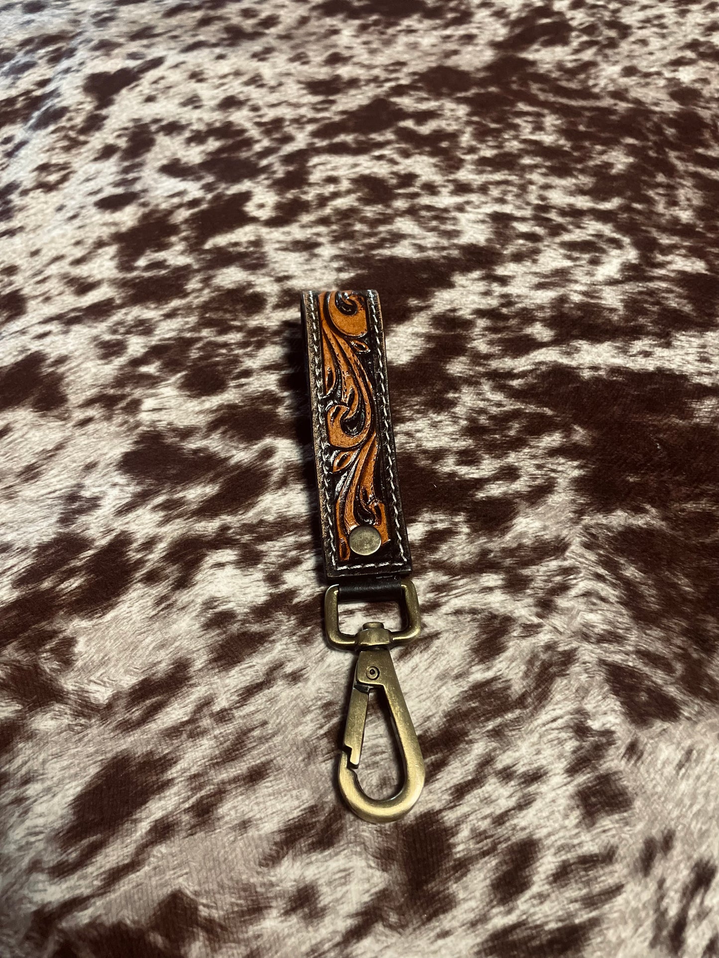 Black Tooled Keychain