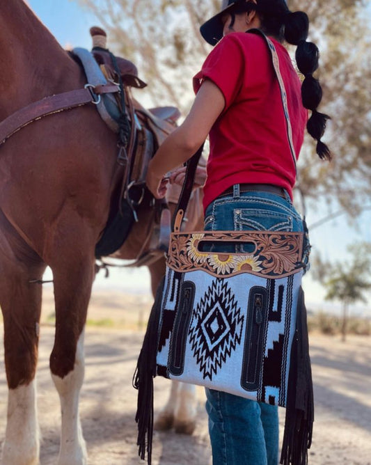 White Saddle Blanket Purse